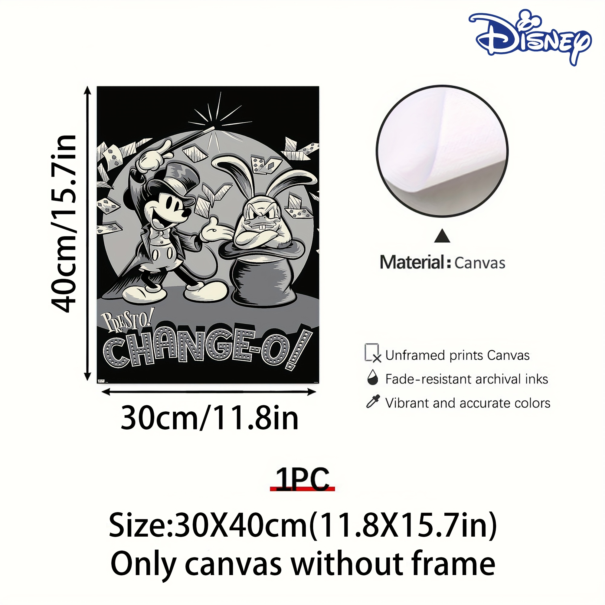 TEMU 1pc Of Frameless Paintings Vintage Cartoon Magic Theme Canvas Art Featuring Characters, Frameless Canvas Wall Art Poster Decorative Paintings,