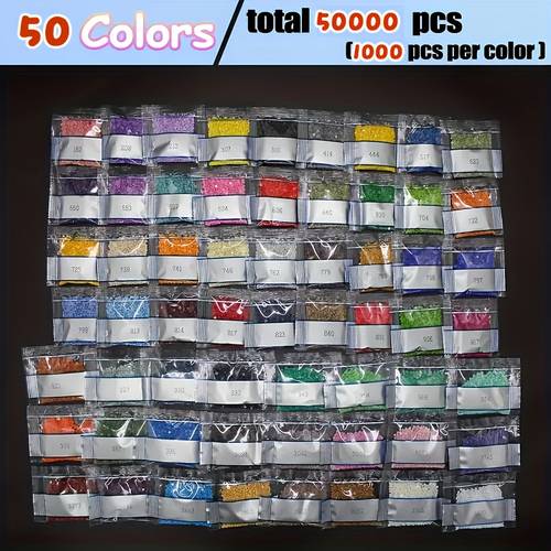 50000pcs of 5d diamond painting bright diamonds 50 colors 500pcs pack diamond painting decoration shiny diamond suitable for or to as gifts