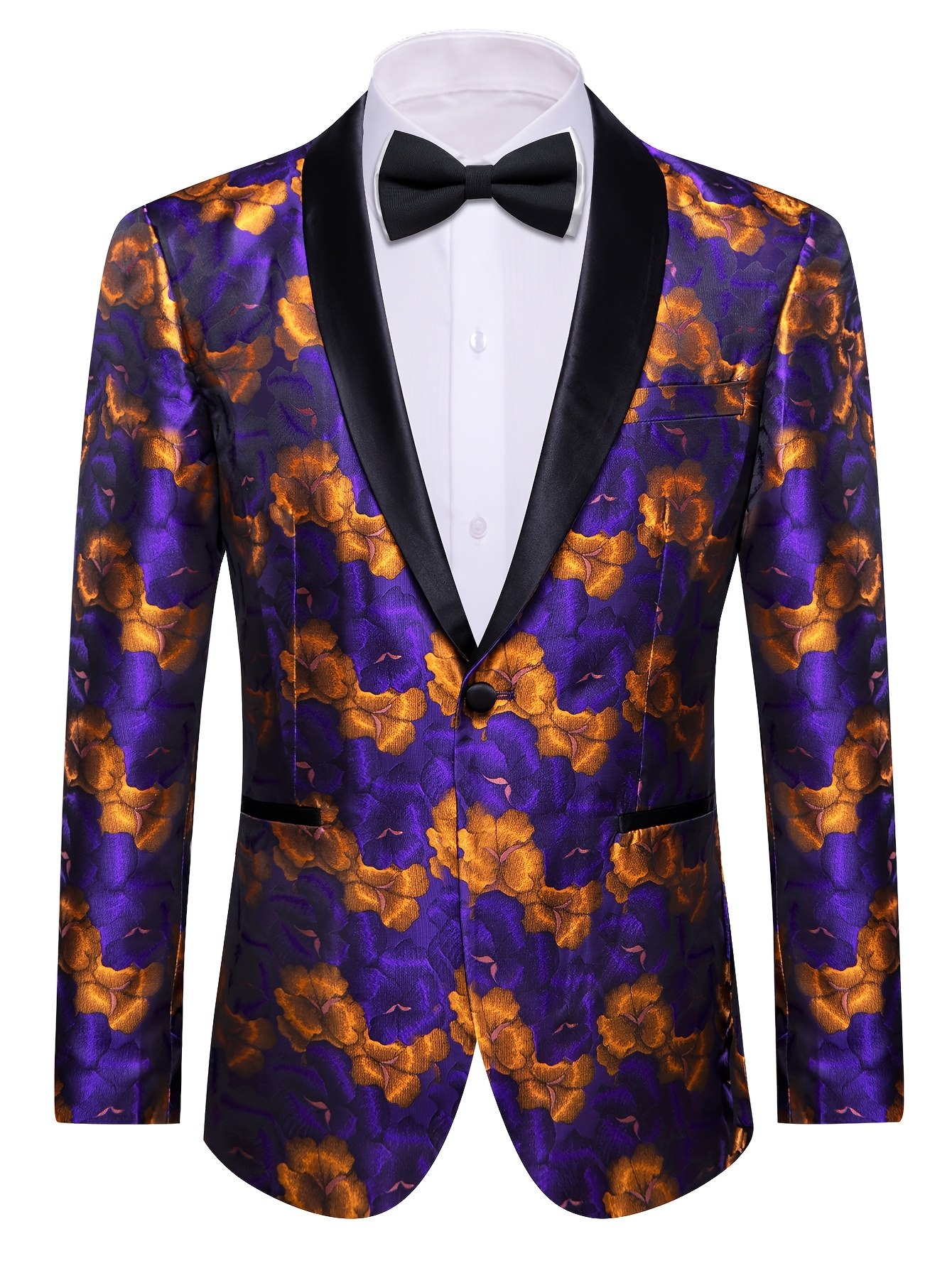 * 男士大号紫红花图案西装上衣，适合任何场合，采用复古色彩方案，婚礼服装, image size:800x1066