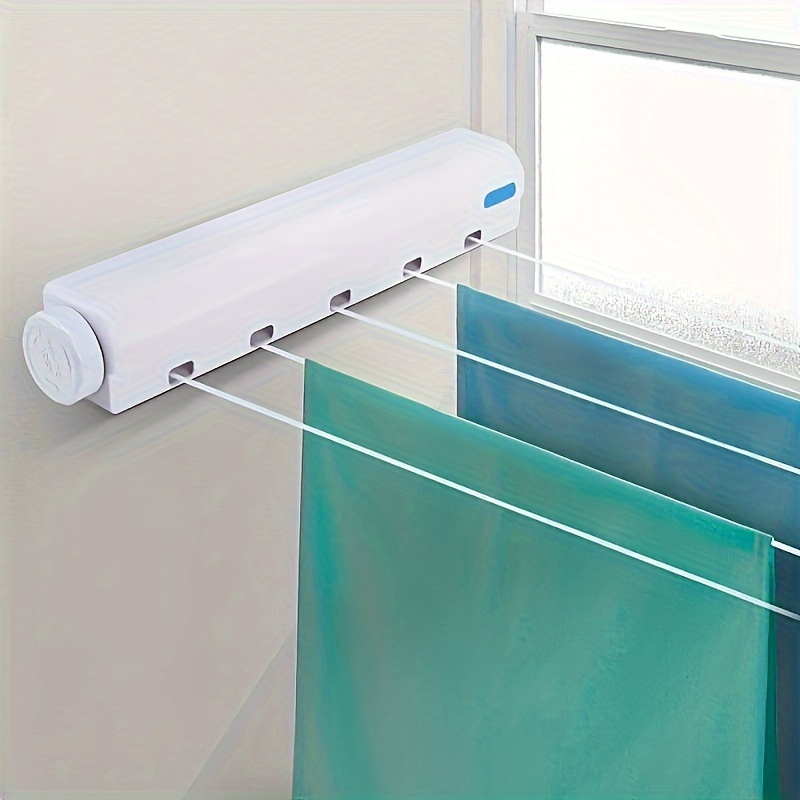 

Retractable Clothesline With - 147.63 Inch Indoor Durable Plastic Laundry Line For Bedroom, Bathroom, And Living Room - Space-saving Invisible Hanging Drying Rack For Clothes, Towels And Pants