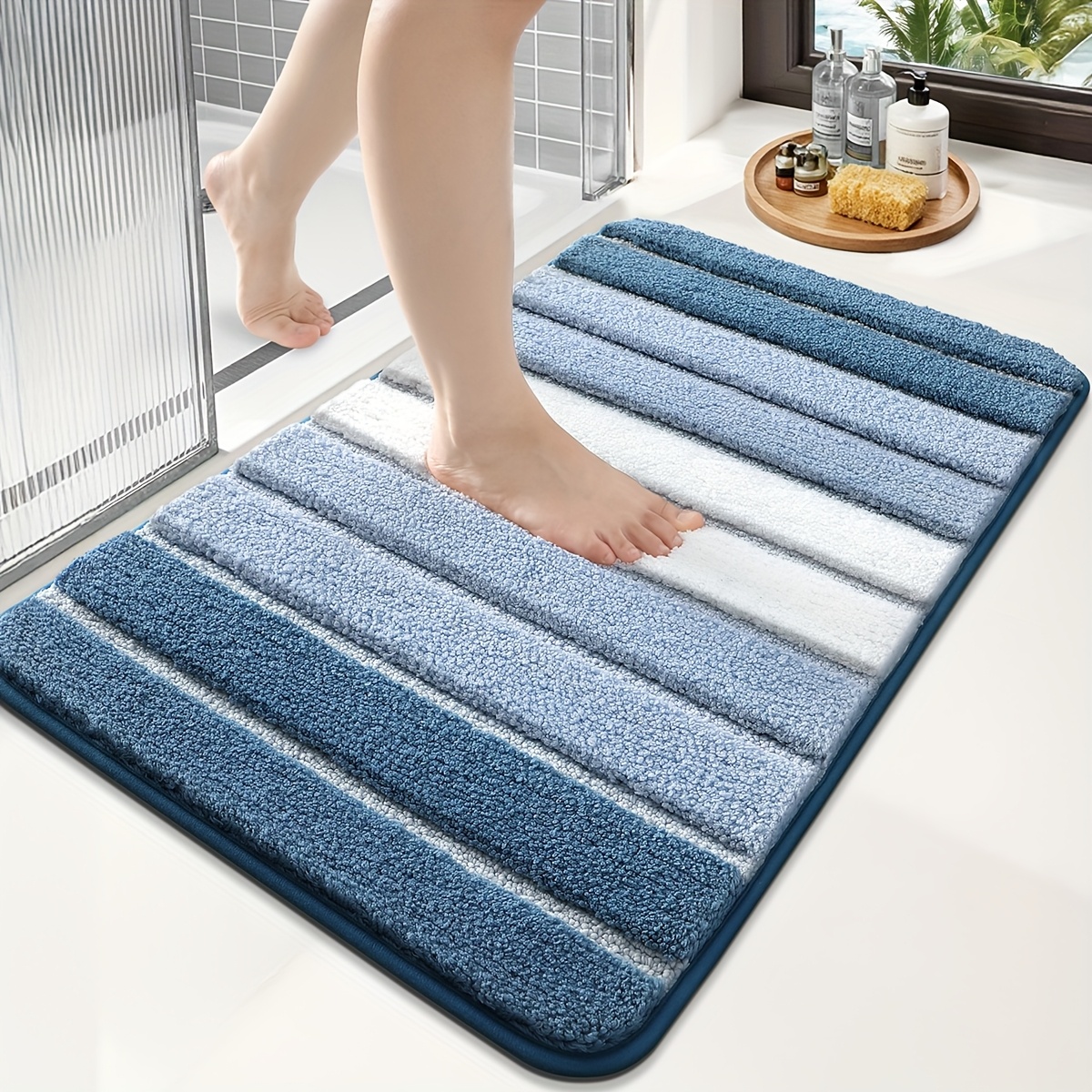 TEMU 1pc Bathroom Rug, Bathroom Mat, Absorbent Premium Bath Rug, Non-slip Comfortable Bath Mat, Carpet For Tub, Shower, Bath Room, Bathroom