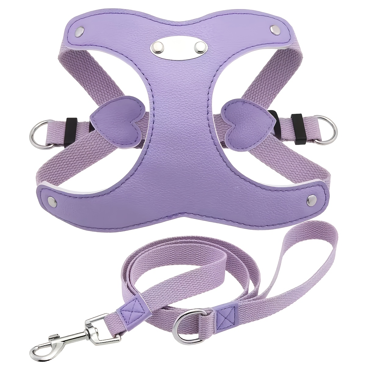 2pcs Custom Pet Leash Set with Adjustable Vest, Engraved Name & Phone Number