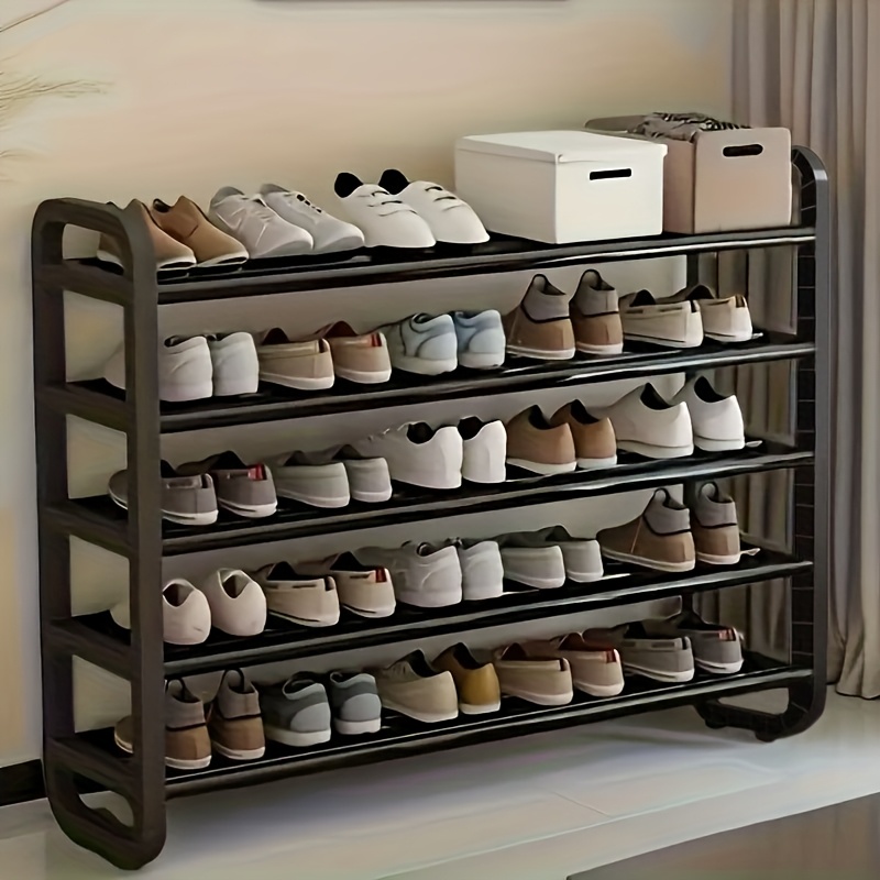 TEMU Space- Metal Vertical Storage Rack - Easy To Assemble, To 18 Pairs Of Shoes, Multi-tier Sneaker And Office Supply Organizer, Freestanding,