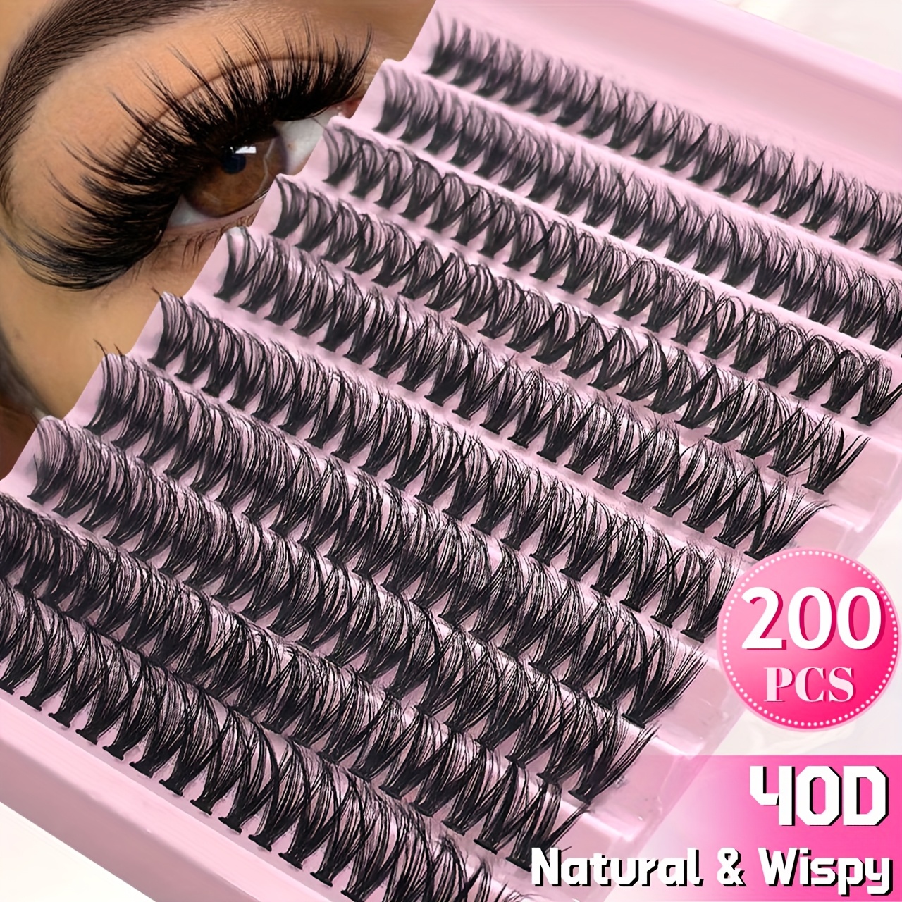 120 160 200pcs natural look d lash clusters 9 16mm diy eyelash extensions kit with mixed 40d t50 80d and 80d cat eye styles extra thick beginner friendly lightweight and reusable for results at home details 4