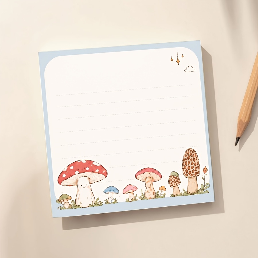 TEMU Cute Mushroom Forest Memo Pad, Kawaii Woodland Design, Lined For Notes, To-do Lists, Messages, Study, Office, School, Journaling, Home And Desk