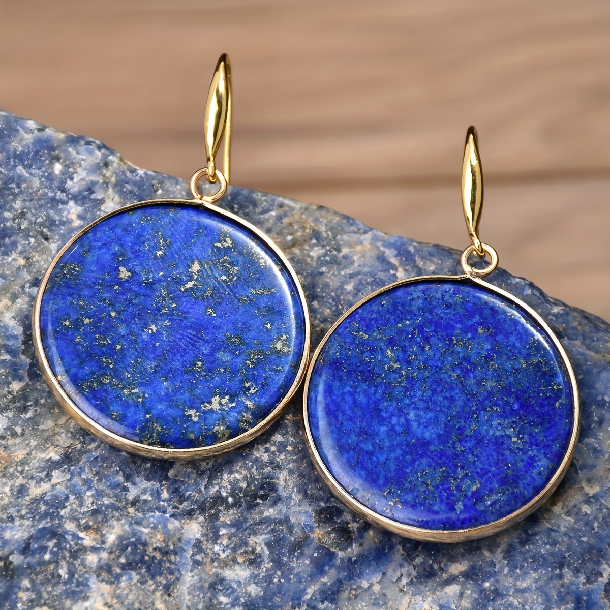 Image of (natural Stone Colors Random) 1 Pair Turquoise Earrings Retro Bohemian Style Suitable For Daily Parties New Year Gift For And Mother's Day Gift