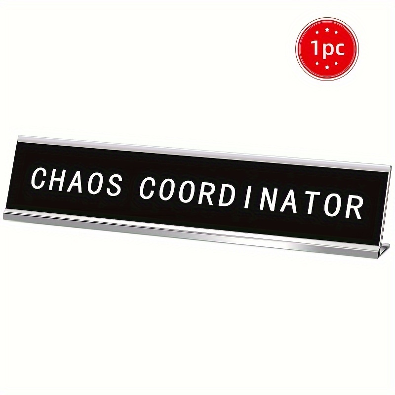 1pc Funny Desk Signs For Office, Novelty Nameplate Funny Office Decor Black Desk Plaque For Coworker Gift Office Home Desk Supply Additions, 10 X 2 Inch (desk Of A / Coordinator)