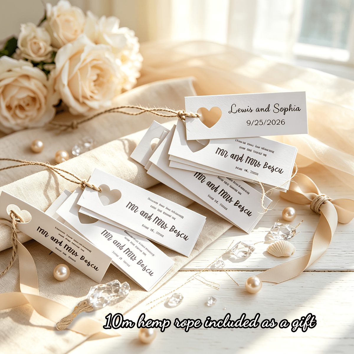 TEMU 62/124pcs Customizable Rectangular Wedding Thank You Tags Out Decorative Ornaments Gift Tags Personalized Text Hanging Tags Suitable For Wedding