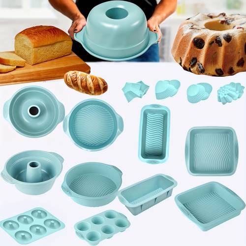 30pcs multi type blue rectangle round creative cake mould silicone reusable non stick baking tray oven accessories baking tools kitchen gadgets kitchen accessories valentines day gifts for wife