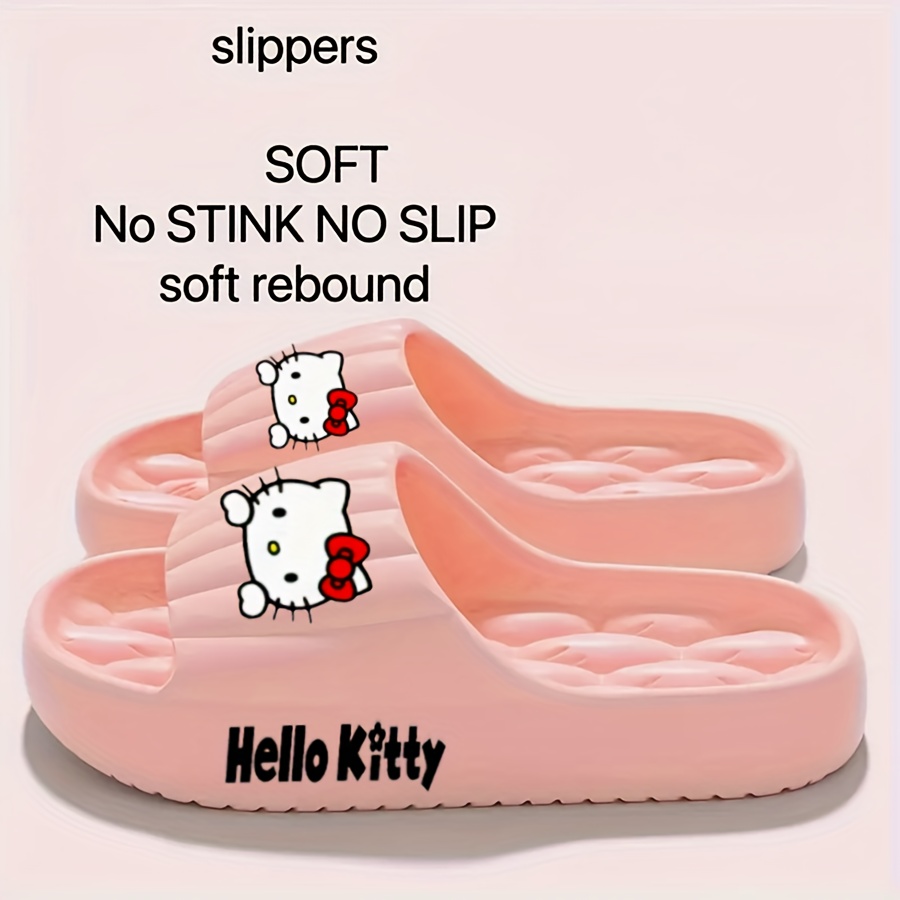 Image of Licensed Women's Hello Kitty Slide Sandals: Cartoon - Printed, Lightweight Eva Build With Silent & Non-slip Cushioned , Comfy Design For Indoor, Home, Bedroom & Casual Lounging, Women Shoes