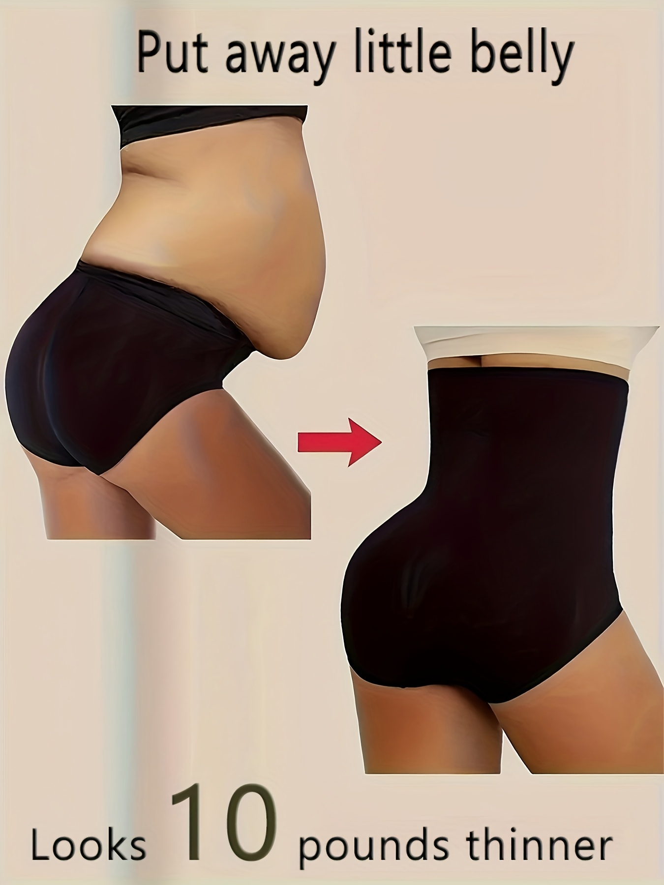 [Looks 4.54 KG thin]1pcs of Women's high-waisted shapewear - apricot and black, abdominal control and buttock lift, smooth stretch fabric, solid stripe details, daily body contouring and buttock lift | Summer skinny | Thin leggings