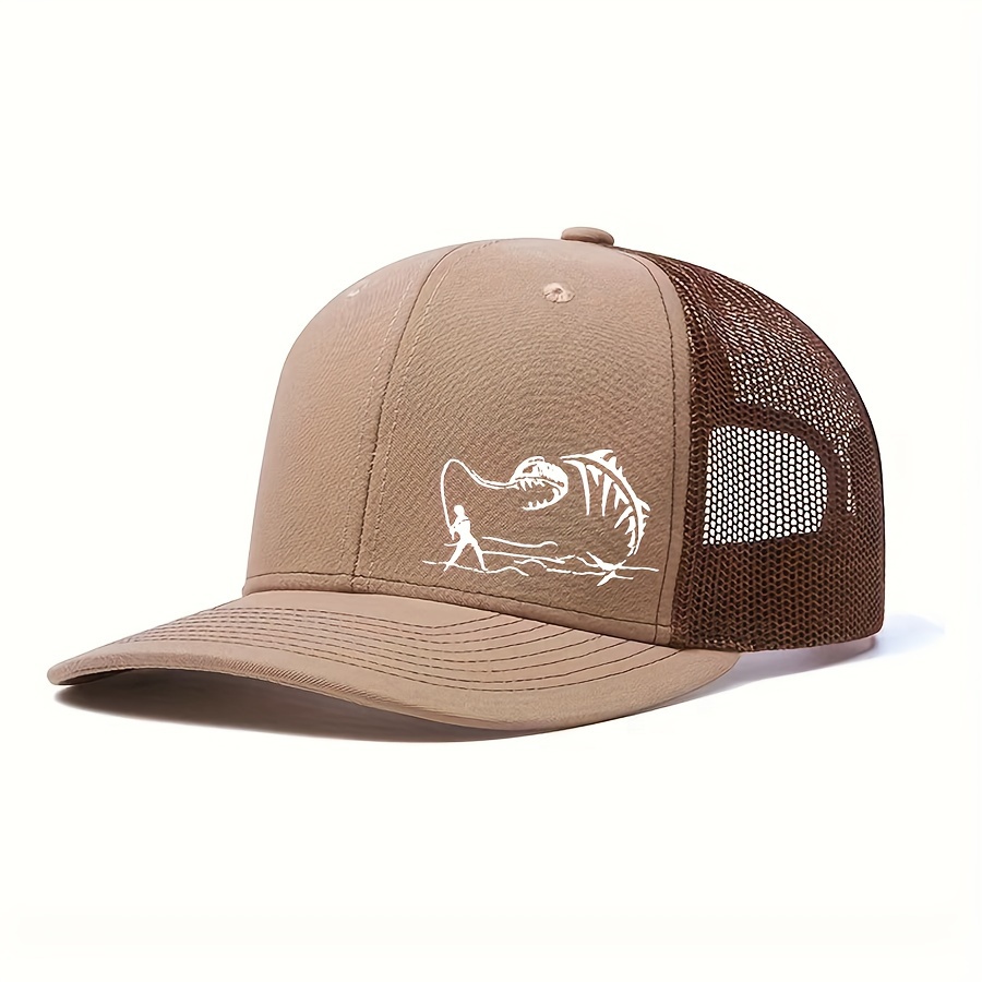 TEMU Men's Fishing Print Baseball Cap, Adjustable Casual Hat