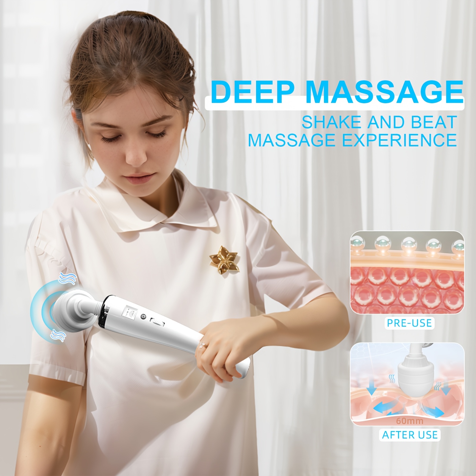 SANJIANKE Electric Massage Stick - USB Rechargeable 1200mAh Portable Muscle Relaxation Device with High-Speed Motor, Compact & Elegant Design for Full Body, Back, Neck, Legs, Waist - ABS Material, Massagers for Muscles, Deep Tissue, Modern Massager, Durable Construction, Handheld Massager, Home,, Sleek Massager, Longlasting Battery, Management