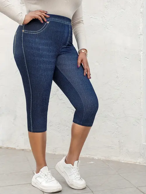 plus size denim print denim womens high waisted stretchy jeans non denim length pants with authentic look stretchy fabric for everyday formal outfits plus size friendly casual to formal outfits high waisted leggings versatile outfit leggings jeans style leggings comfortable knitwear