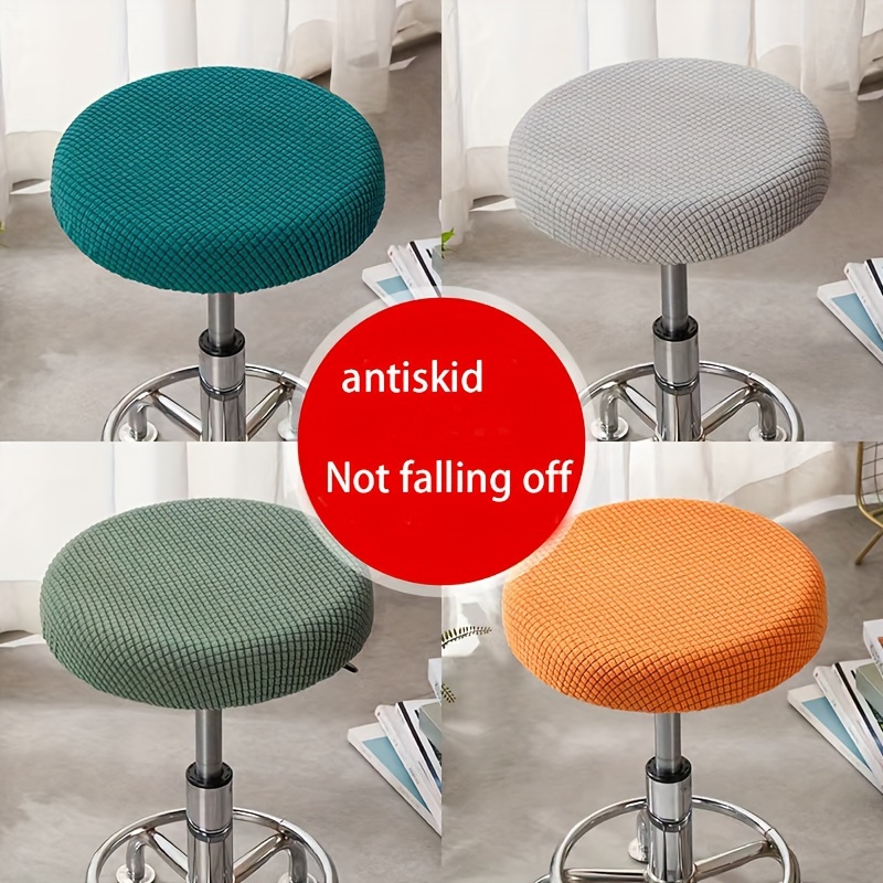 

Glam Style Round Stool Slipcover With Elastic Band, Knitting Fabric Stretch Chair Cover For Bar, Cafe, Salon, Beauty Parlor Decor - Non-slip, Machine Washable Slipcover-grip Chair Protector