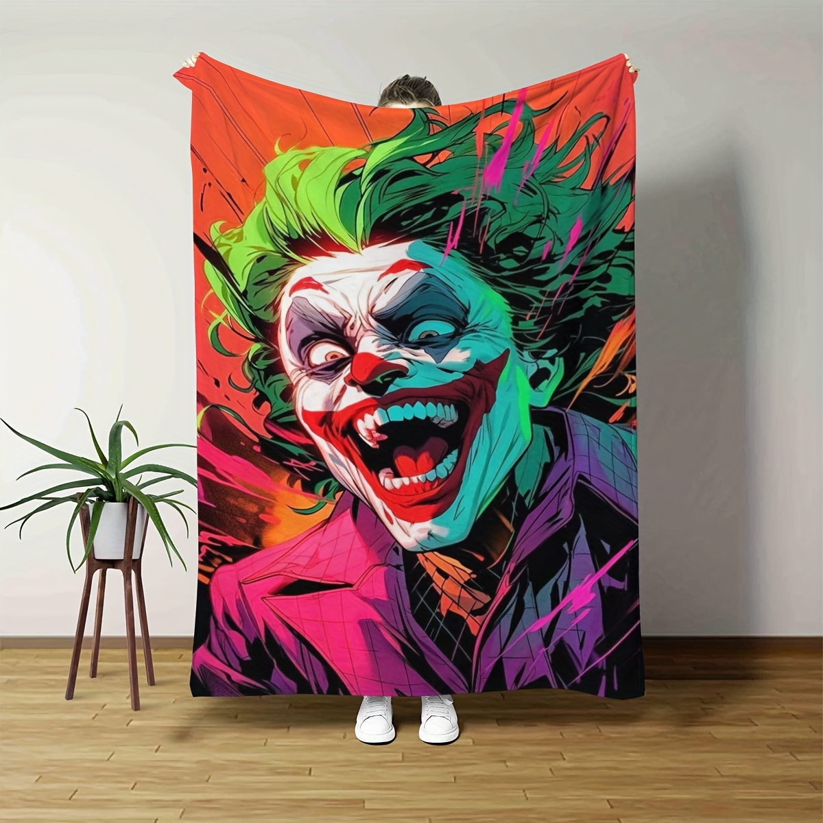 

Cozy & Soft Joker Print Flannel Throw Blanket - Versatile, Reversible Design For All Seasons - Perfect For Couch, Bed, Office, And Travel