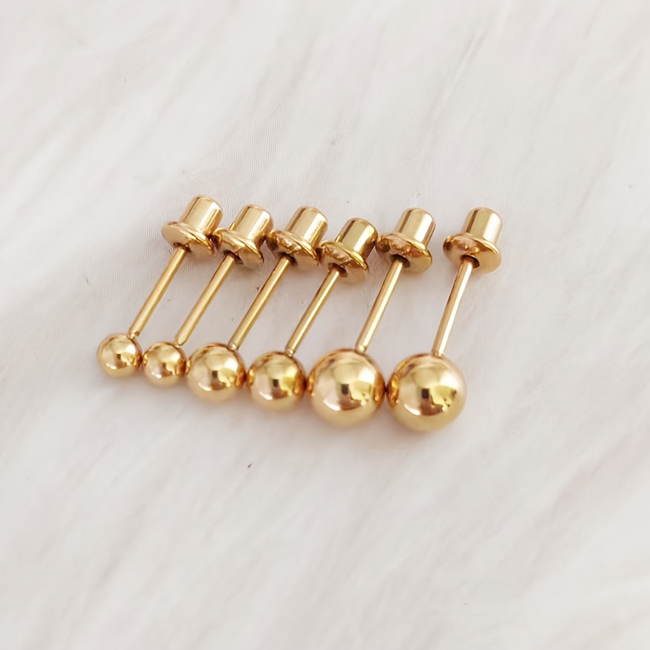 18K Golden Plated Titanium Screw-On Ear Studs — Minimalist Design