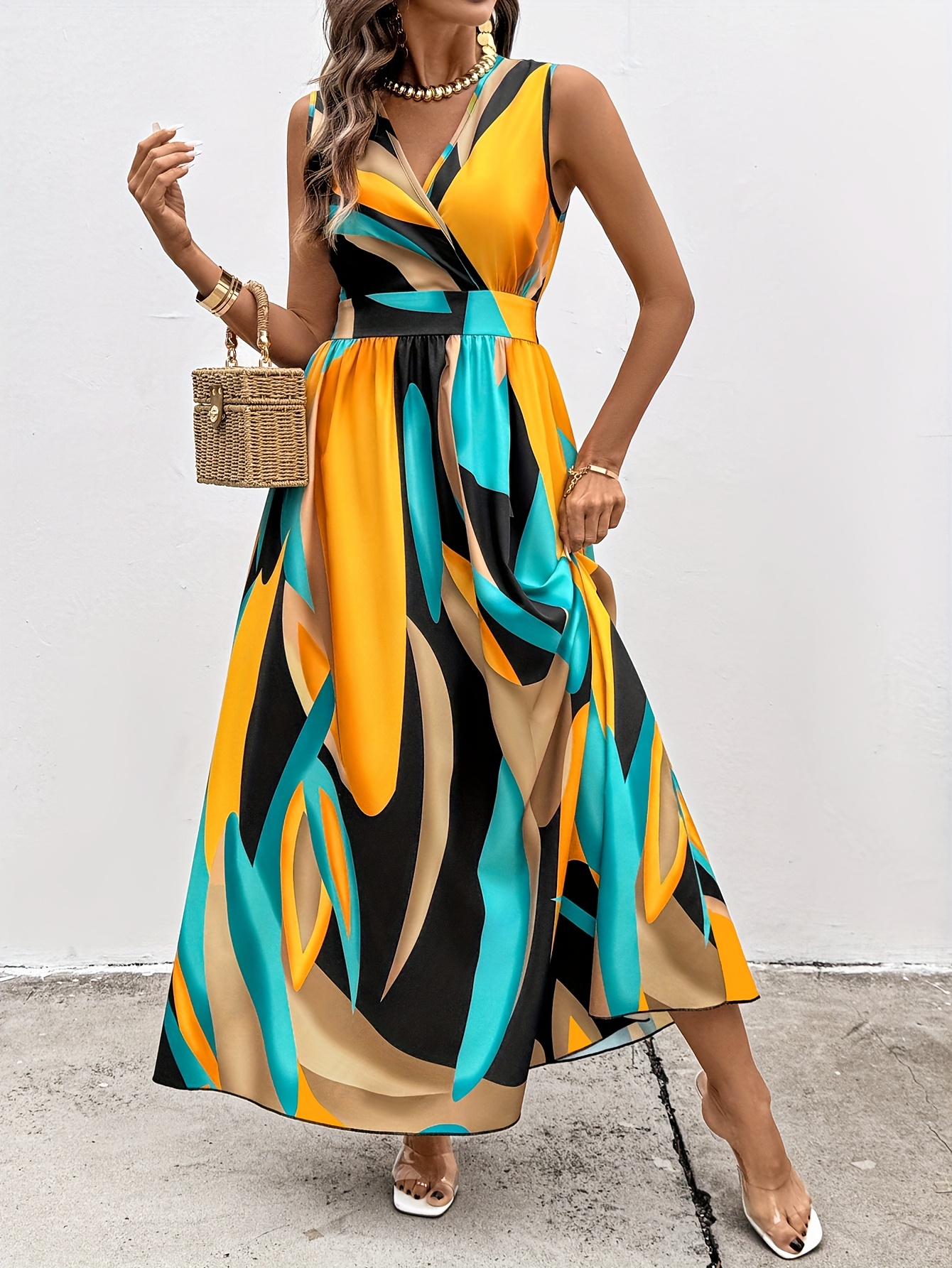 fall dresses for women PRETTYGARDEN Women Fall Long Sleeve Smocked Maxi Dress Casual Square N