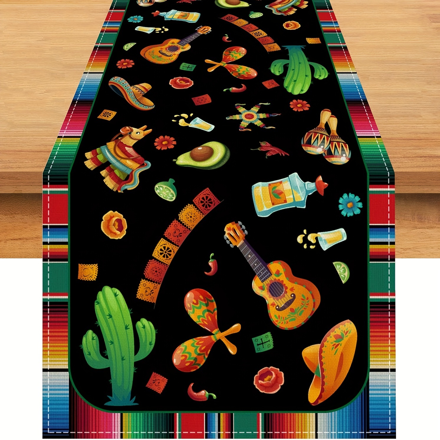 

1pc, Cinco De Mayo Table Runner, Mexican Table Cloth, Cinco De Mayo Decoration, Mexican 5 De Mayo Fiesta Party Decorations And Supplies For Home