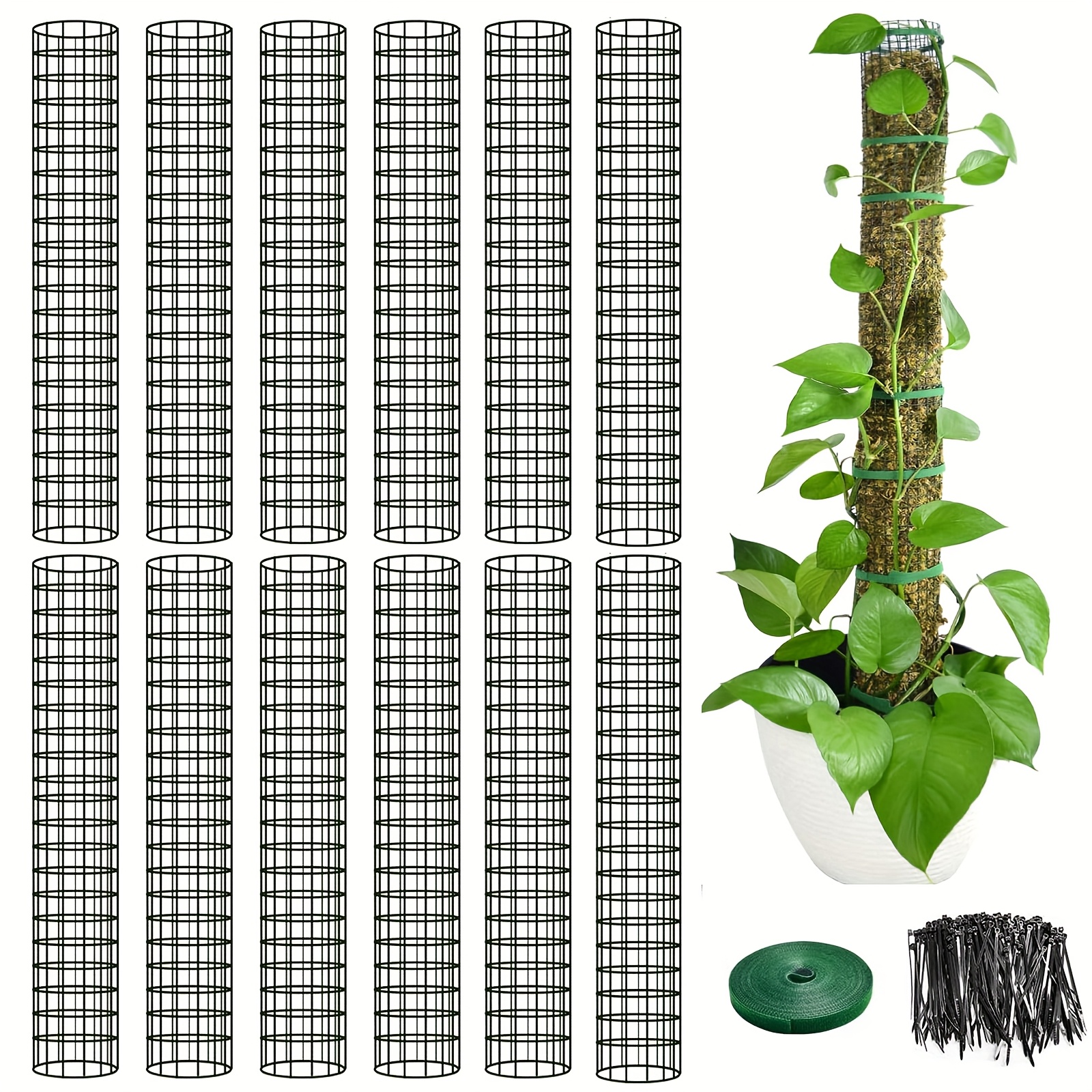 Moss Pole Kit, 22.8" Moss Poles voor Planten Monstera, Stapelbare Plant Moss Poles voor Klimplanten, Moss Pole voor Planten Werkt met Sphagnum Moss