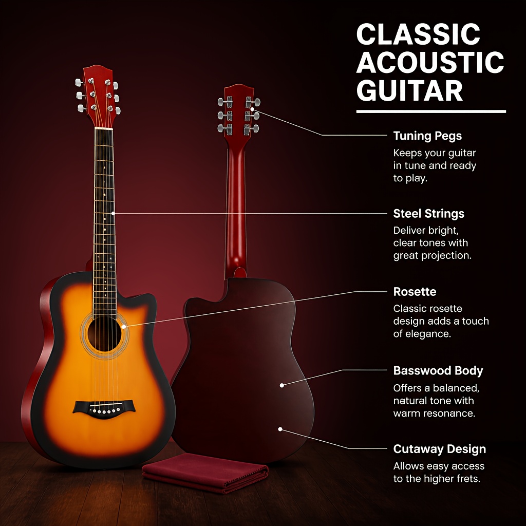 38 Inch Beginner Acoustic Guitar with Free Tutorial, Easy to Learn... product image 3