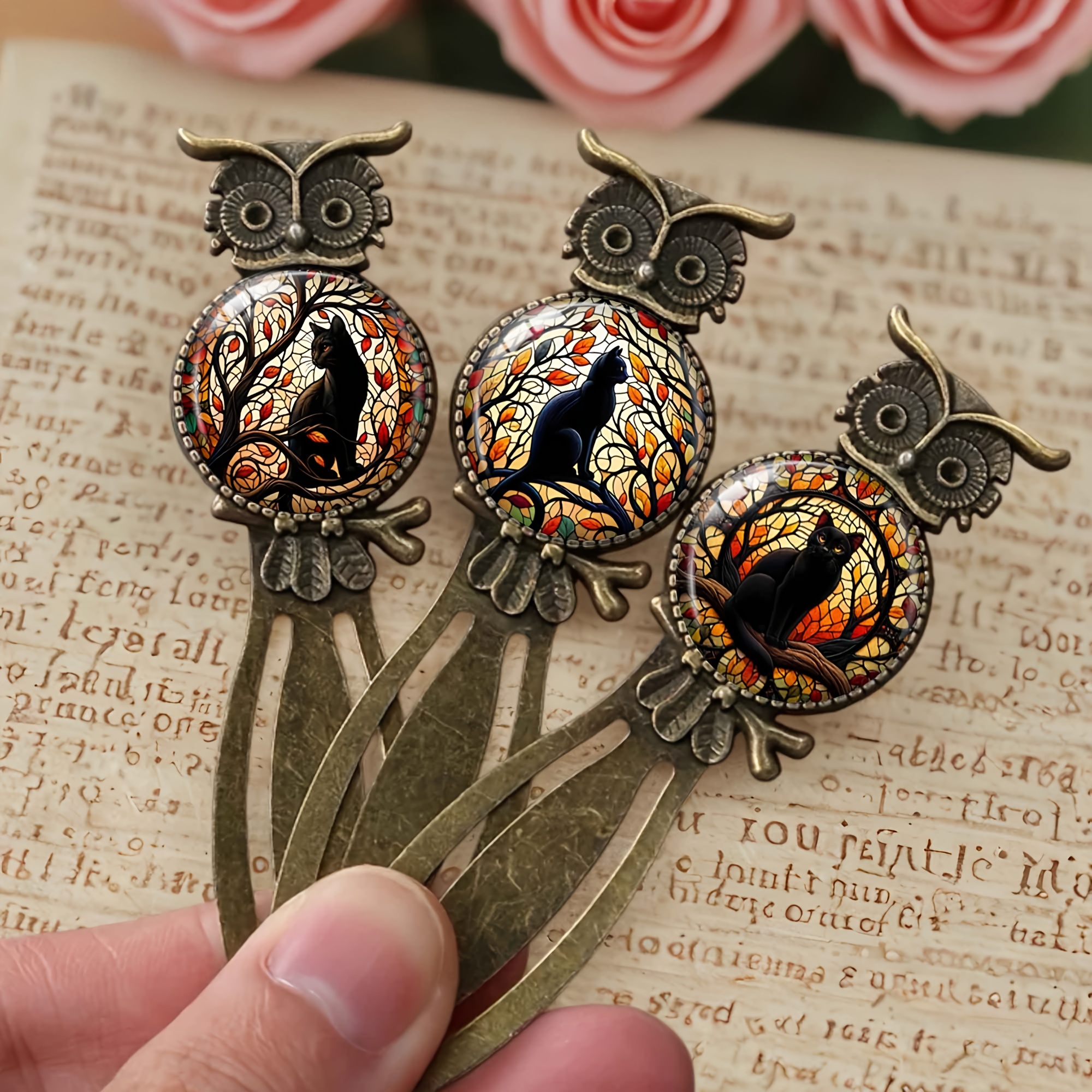 TEMU 3pcs Black Cat Metal Page Markers - Elegant Vintage Bookmarks Suitable For Books, -readers, Journals - Metal Book Accessories Gift For Readers,