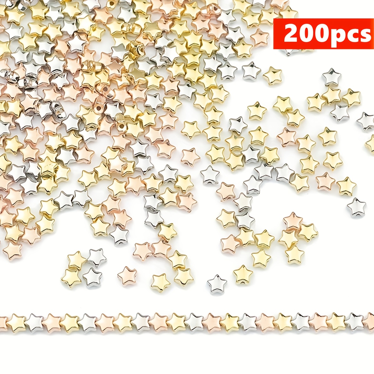 TEMU 200pcs 6mm 3 Colors Star Shaped Acrylic Beads | Semi-finished Handcrafted Crafting Additions For Making