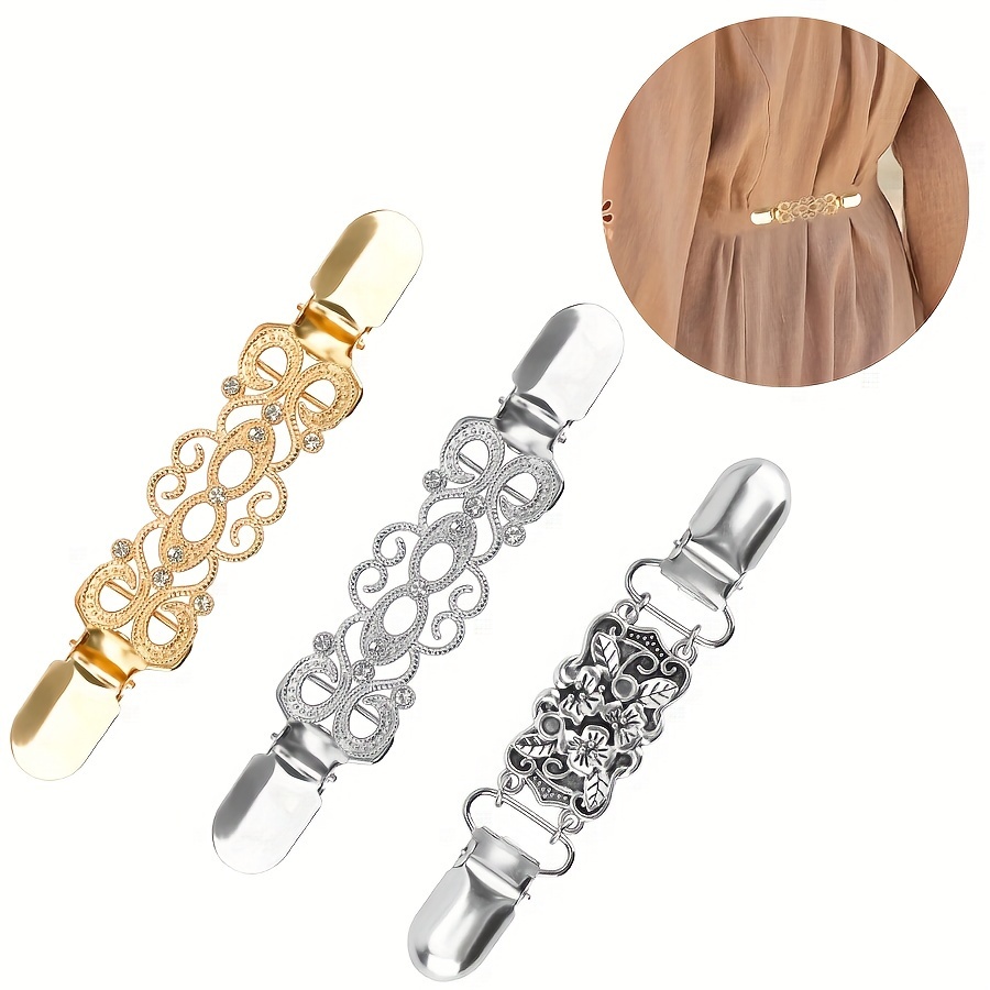 

Vintage Dress Clasps Set: 3 Pairs Of Back Tightening Clasps For Dresses, Shawls, And Open-front Sweaters With Floral Patterns, Suitable For Ladies And Girls - Mixed Colors, Stainless Steel Material