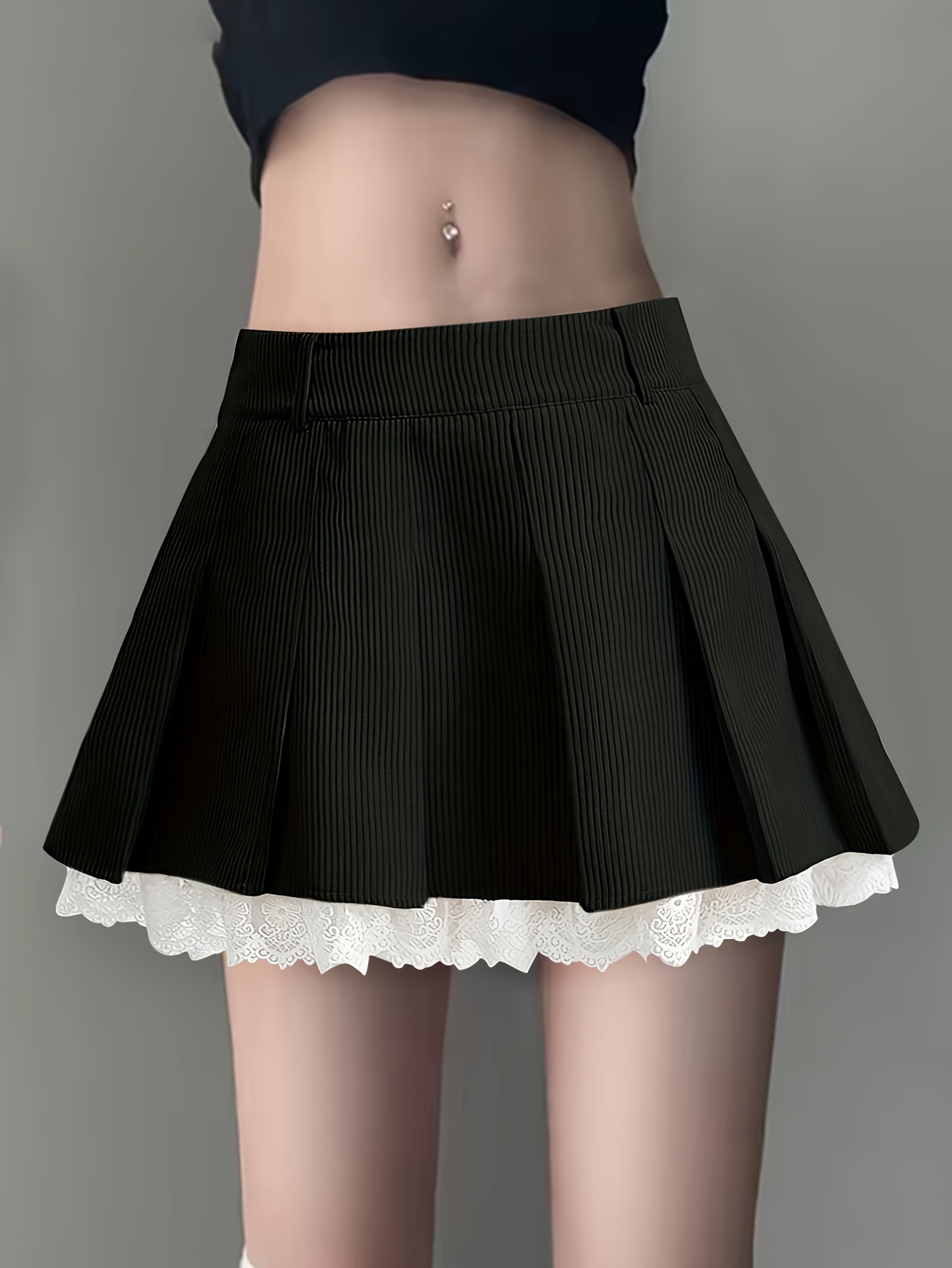 spicy pure desire pleated half skirt lace stitching half - Temu Canada