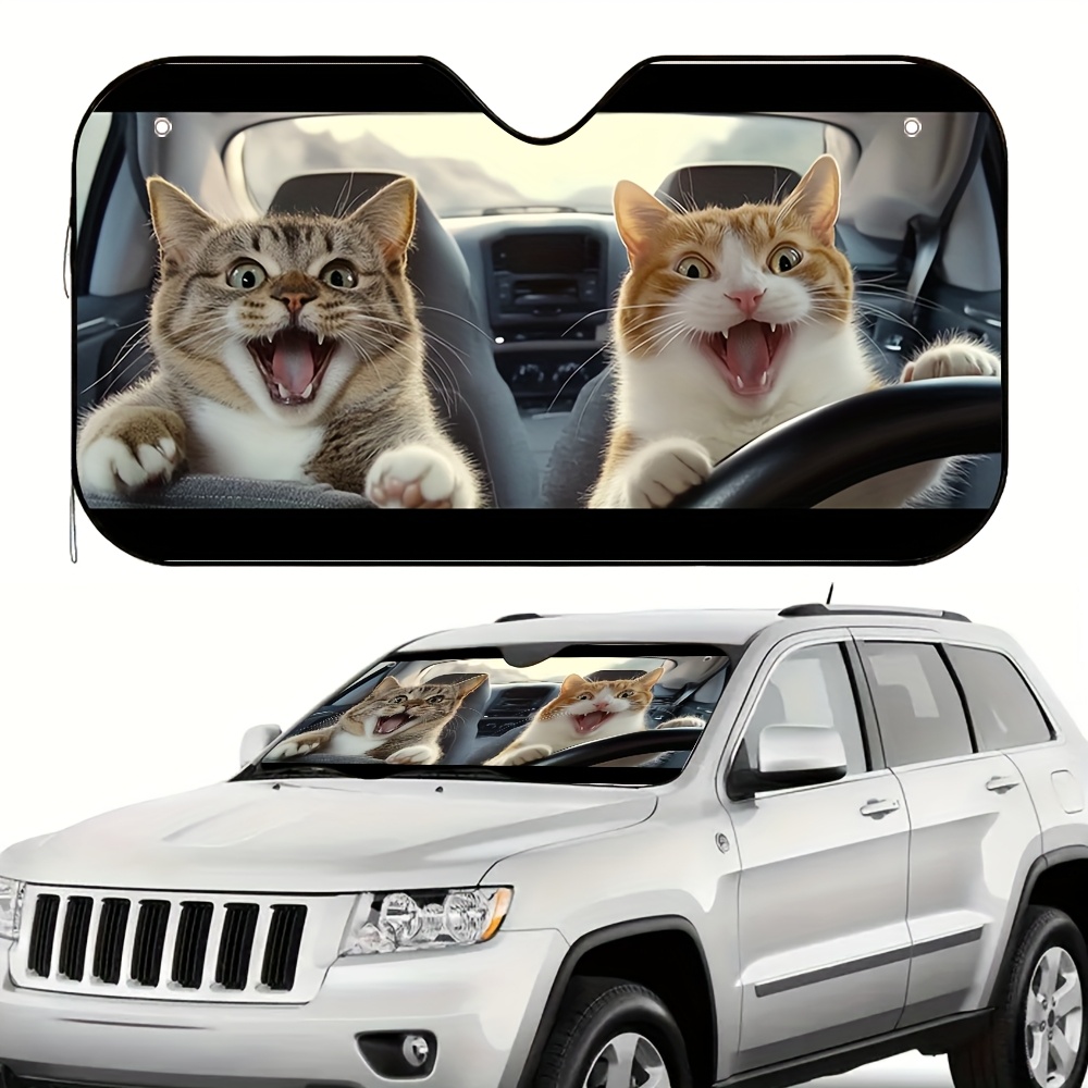 TEMU 1pc Cat Carpooling Fun Sun Visor, Driver In , Enjoy A Cool And Comfortable .