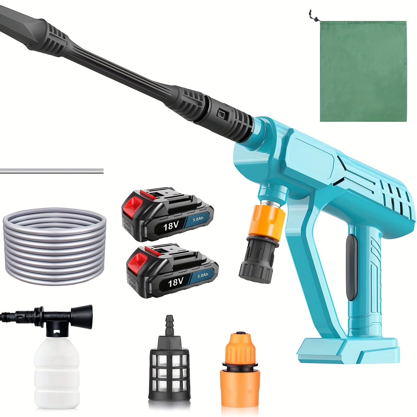 Image of Cordless Pressure Washer 350psi Battery Powered Cordless Power Washer With 3-in-1 Nozzle, 2 X 3.0ah Batteries, Pressure Washer Cleaner For Home, Car, Garden