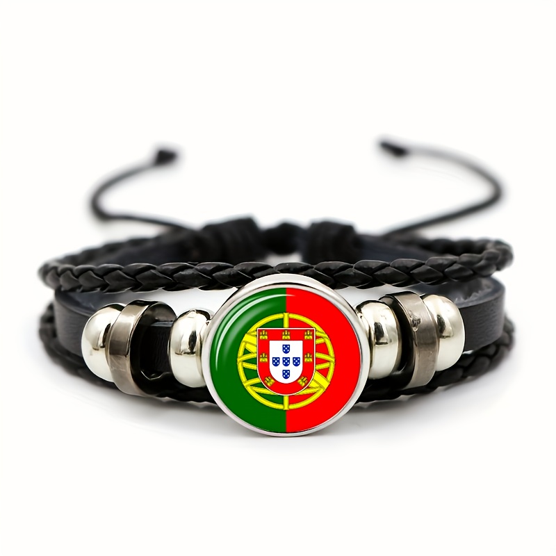 TEMU 1pc Pack (Bracelet), Drapeau Portugais Design Rond Vert Rouge , Symbole de et d'Histoire Nationale, Décoration de Fête Parfaite, Cadeau Idéal