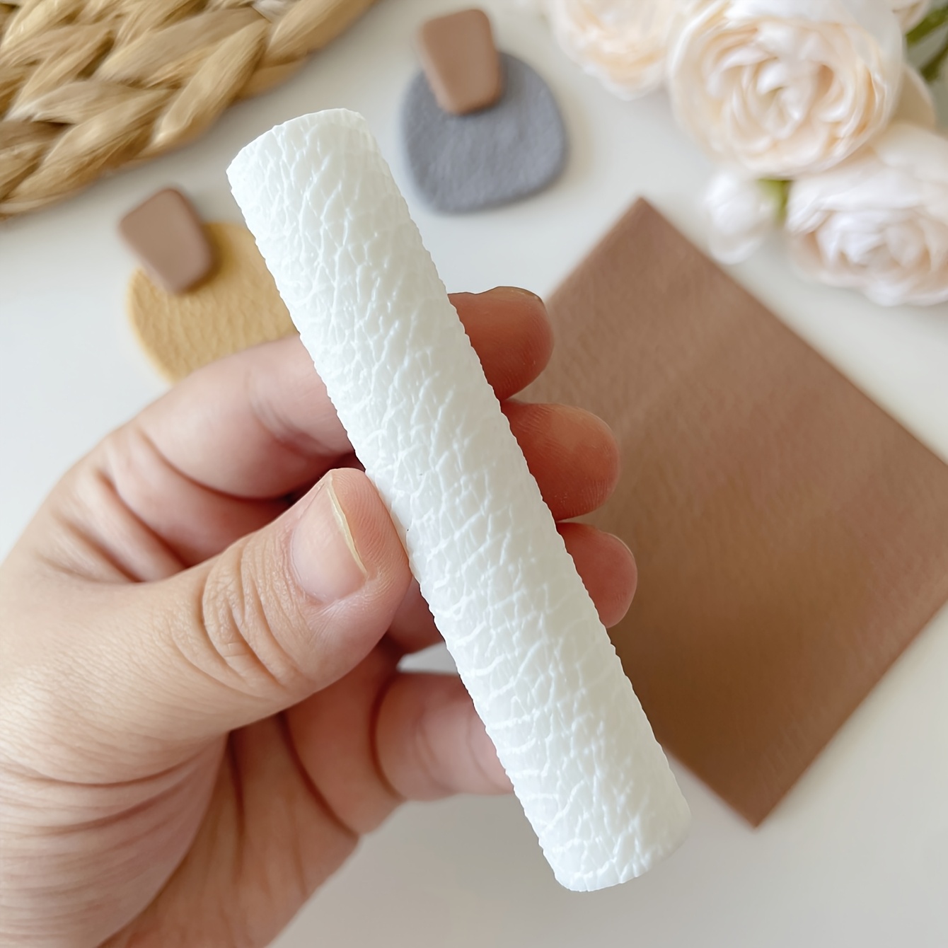 E-shop Lederstruktur Roller Polymer Clay Werkzeuge Hand Roller Clay Textur Werkzeug Schmuckwerkzeuge Blumenstruktur Botanische Textur