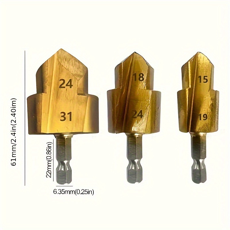 

Set Of Ppr Water Pipe Reamer Drill Bits With Hexagonal Shank, Sizes 20/25/32mm, Suitable For Electric Drills