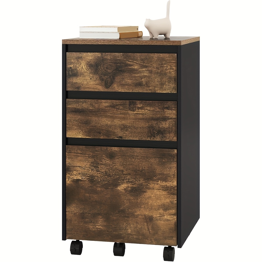 Image of 1pc Office Storage Cabinet With 3 Drawers, Mobile Filing Cabinet, Folder Cabinet, Office Cabinet With Wheels, Practical Filing Cabinet, Rolling Container With 3 Drawers, 40x70x40cm