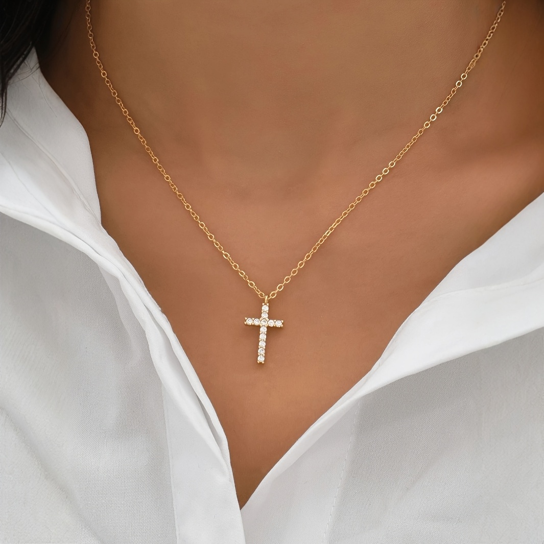 Women's 18K Plated Stainless Steel Cross Pendant Necklace
