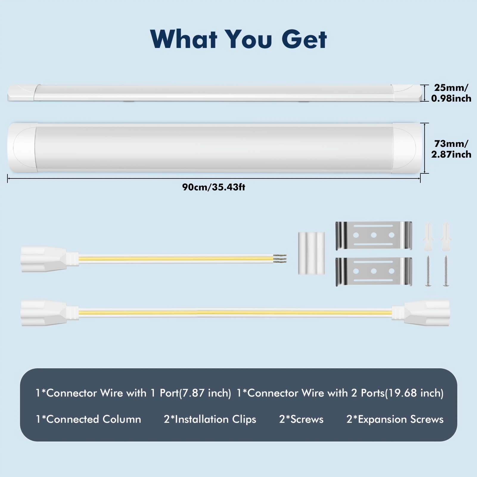 2-pack Professional-grade Eye-protection Lighting: 90cm Led Purification Light Tubes, 30w, 6500k Light, Energy- And -free, Easy To Assemble, To Eye .