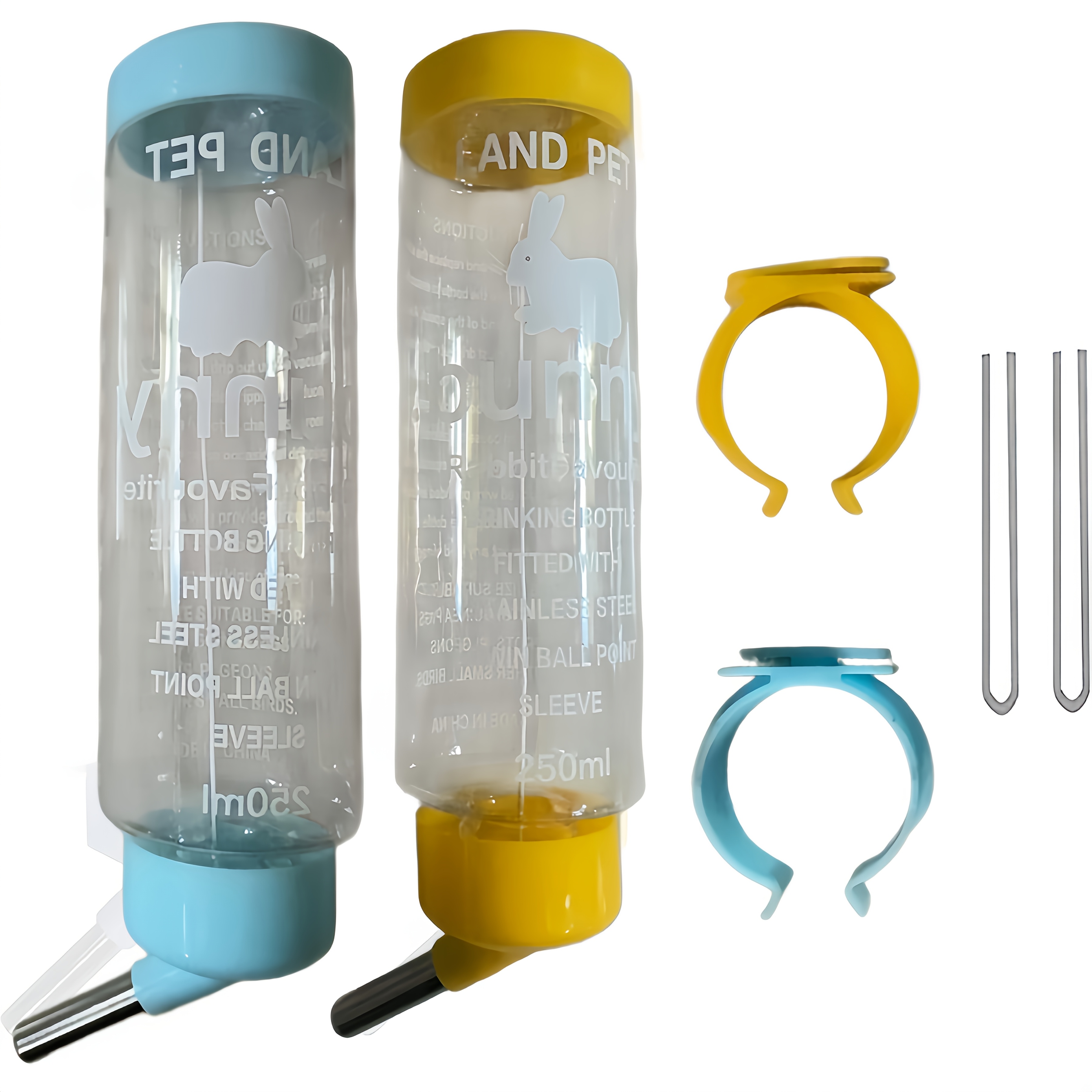 TEMU Lot de 2 bouteilles d'eau - de 8,45 oz pour animaux, bouteilles d'eau pour cage pour /lapin//hamster/cochon d'Inde/lapin