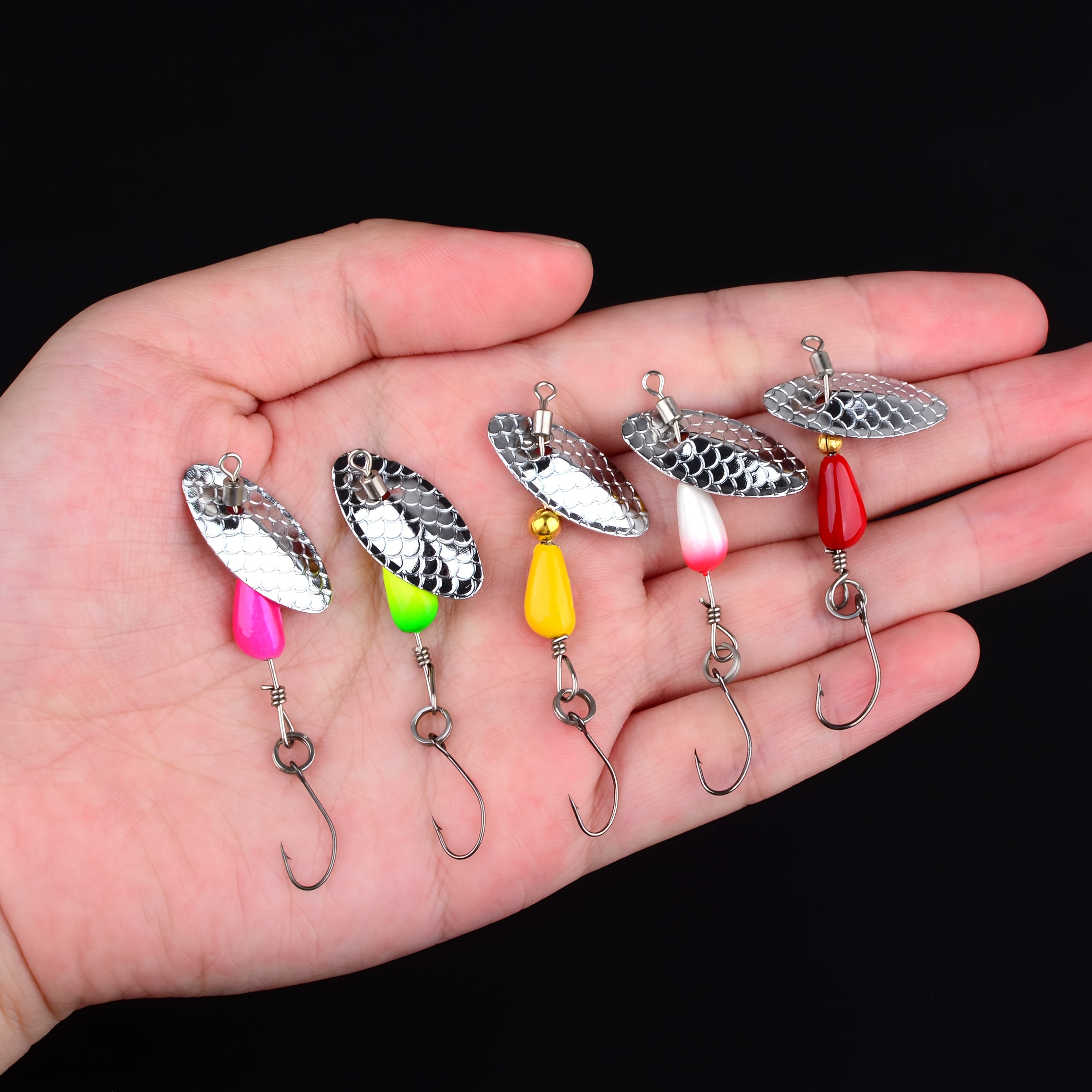 5pcs Metal Rotating Spinner Lures Baits Trout Hard Bait Spinner Bait Arttificial Bait Fishing Lure