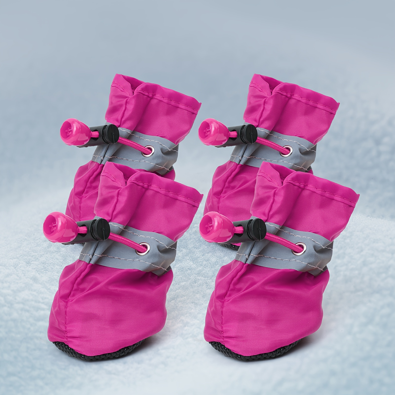 TEMU Reflective Waterproof Dog Boots For Small To Medium Breeds - Non-slip, Paw Protection With Adjustable Buckle