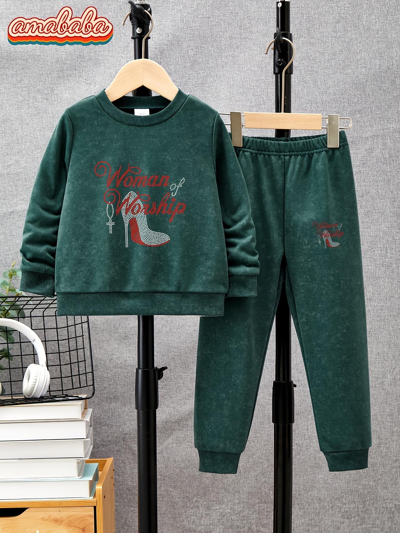 2 pezzi Set vesto floreale con maniche a cappuccio e pantaloni
