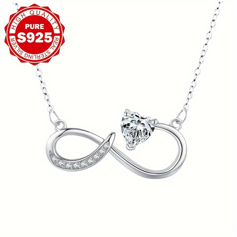 Infinity Figure-8 Necklace in S925 Silver, Gift for Her