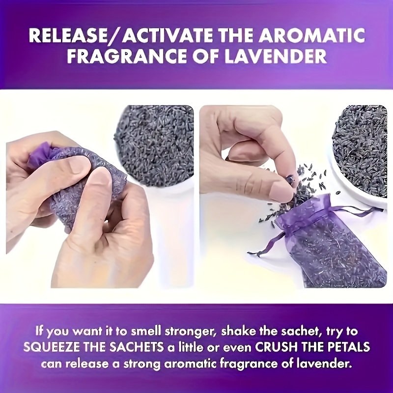 Natural Premium French-Style Lavender Sachet Set, 4pcs, Drawer and Wardrobe Fragrance Bags, Purple. The Best Gift for Girls. A Home Essential. Authentic 5A Grade Lavender Flower Seeds