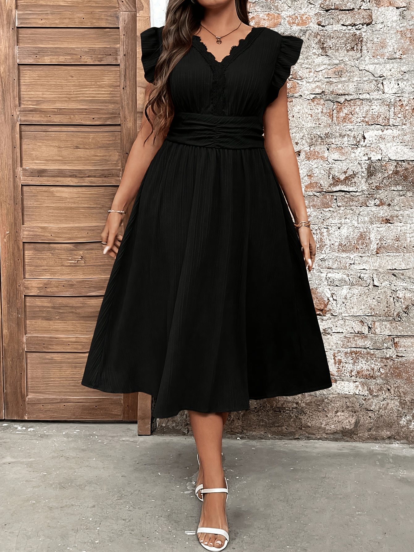plus size black casual dresses Black Cocoon Knit Mini Dress with Pockets