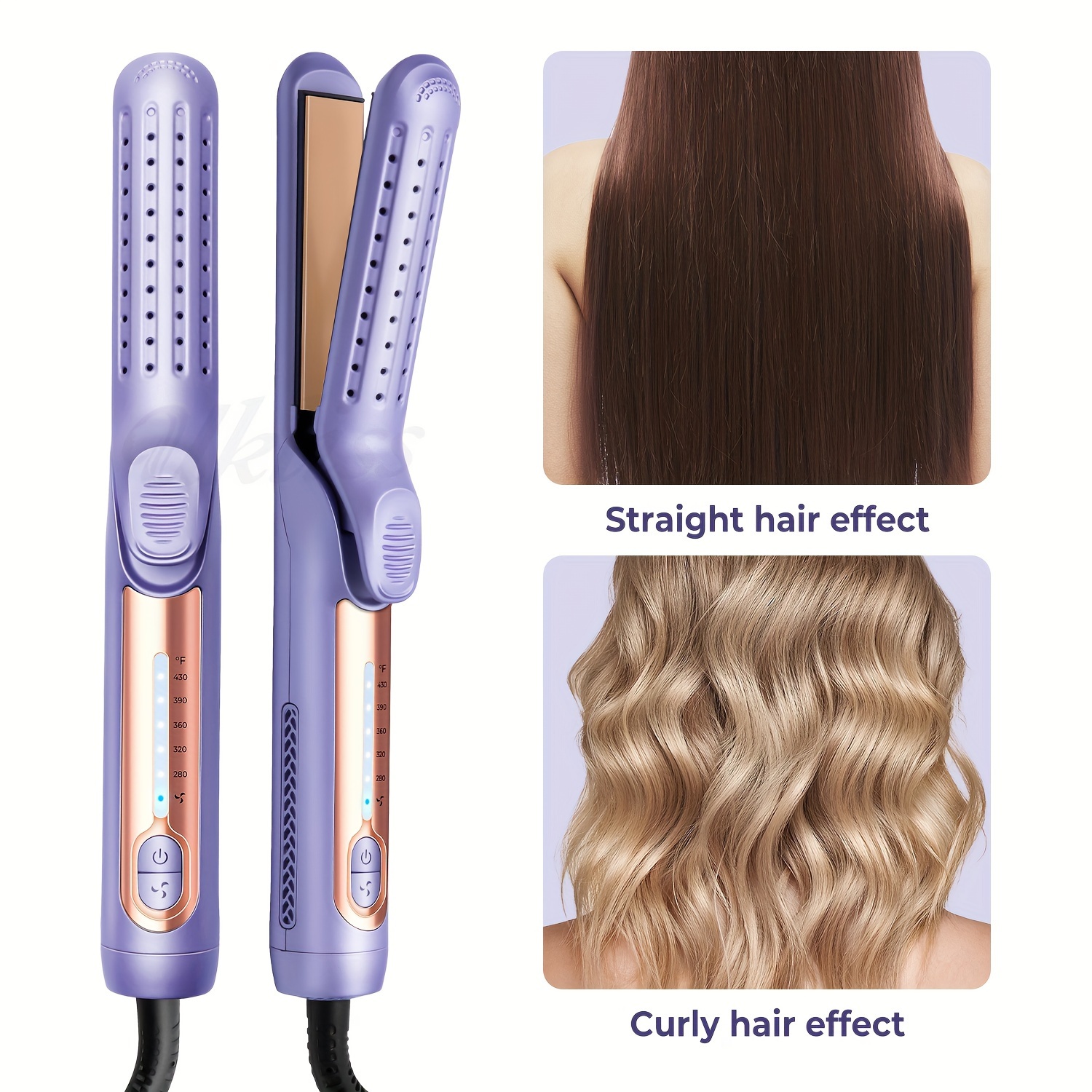 

Hair Straightener And Curler 2 In1 Wand & Titanium 360°airflow Styler Curling Iron 15s Fast Heating