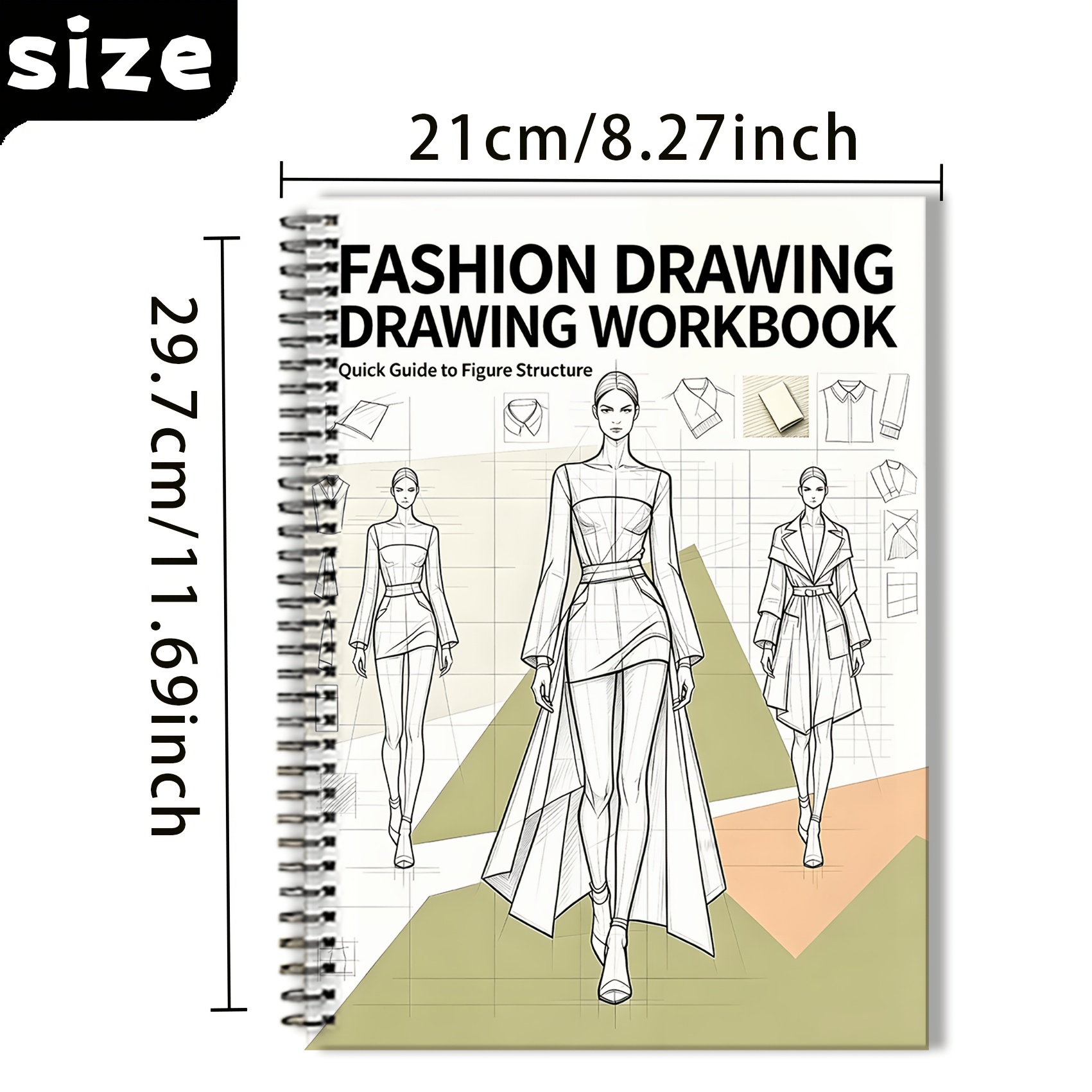 TEMU A Fashion Drawing Practice Book, With 20 Pages Bound In A Double Spiral Format. It Features A Of Fashion Styles And Clothing Details, Suitable