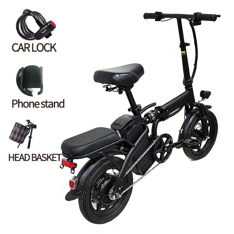 item picture 14-inch Lightweight Folding Electric Bicycle, 330 Pound Load-bearing Capacity, 20 Mph, 18-28mile Range, 48V Lithium Battery, Front Headlight & Disc Brake, Alloy Steel Frame, City Commuting, Sturdy Structure, , Clearance Sale, Suitable For Gifting