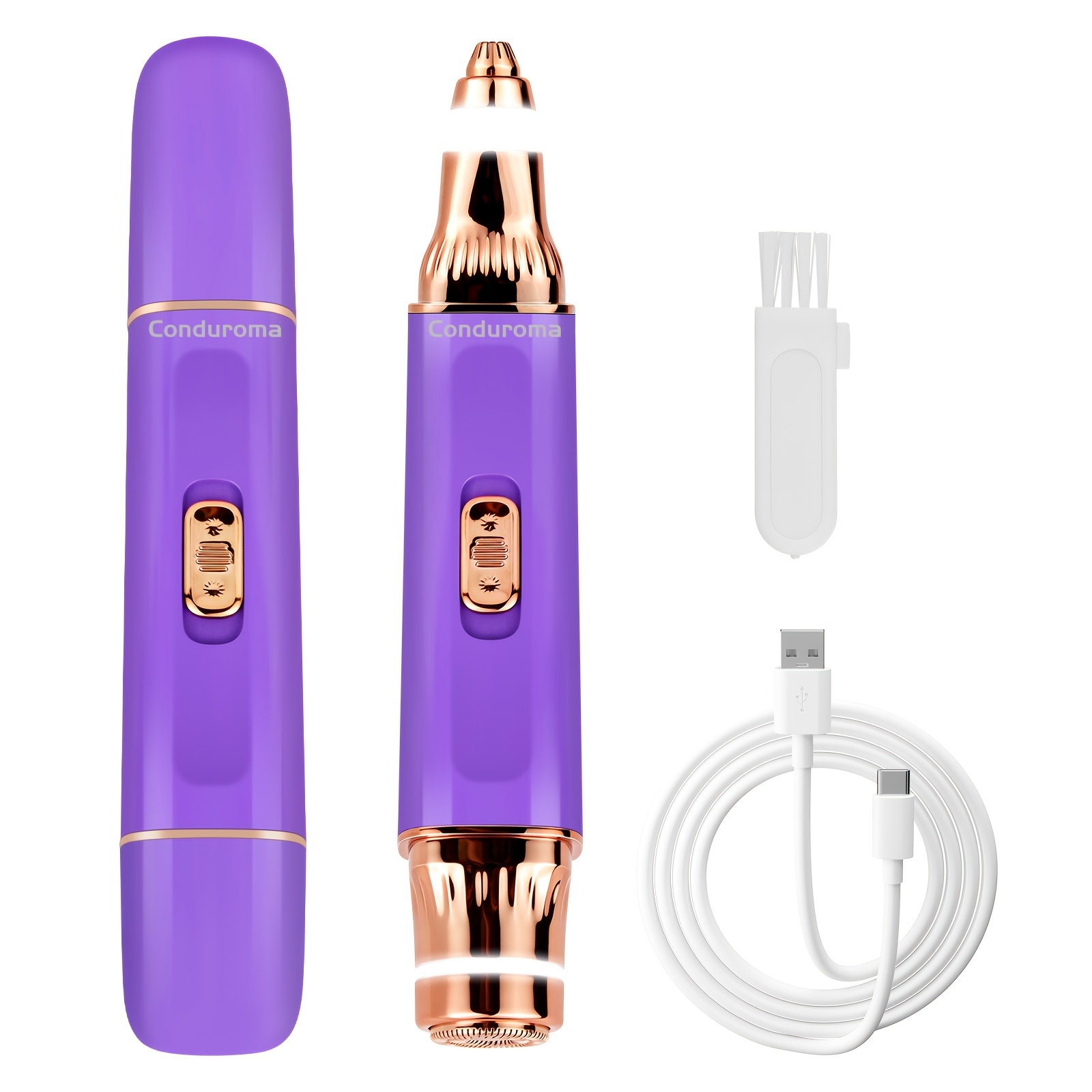TEMU Conduroma 2-in-1 Dual Head Eyebrow Trimmer & Facial Hair Removal For Women, Painless & Gentle Facial Hair Remover For Brows, Chin, Upper Lip,