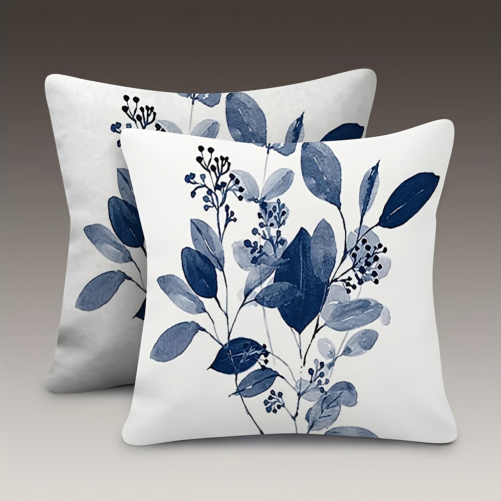 TEMU Juego de 2 fundas de almohada con estampado de hojas en acuarela, aptas para sofás, salas de estar y dormitorios, estampado a una cara, rellenos