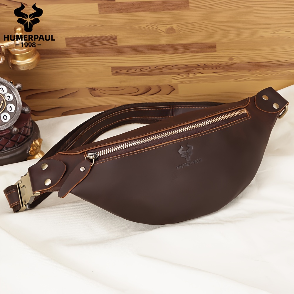 HUMERPAUL Vintage Style Genuine Leather Waist Bag